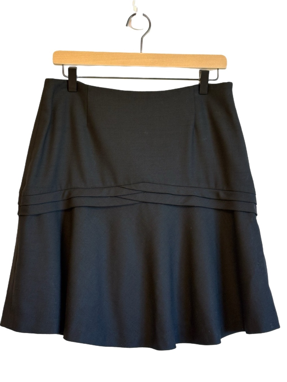 Brooks Brothers Red Fleece Wool Blend Mini Flare Skirt Black 8 Preppy Flirty